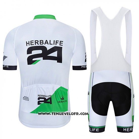2019 Maillot Ciclismo Herbalifr 24 Blanc Vert Manches Courtes et Cuissard